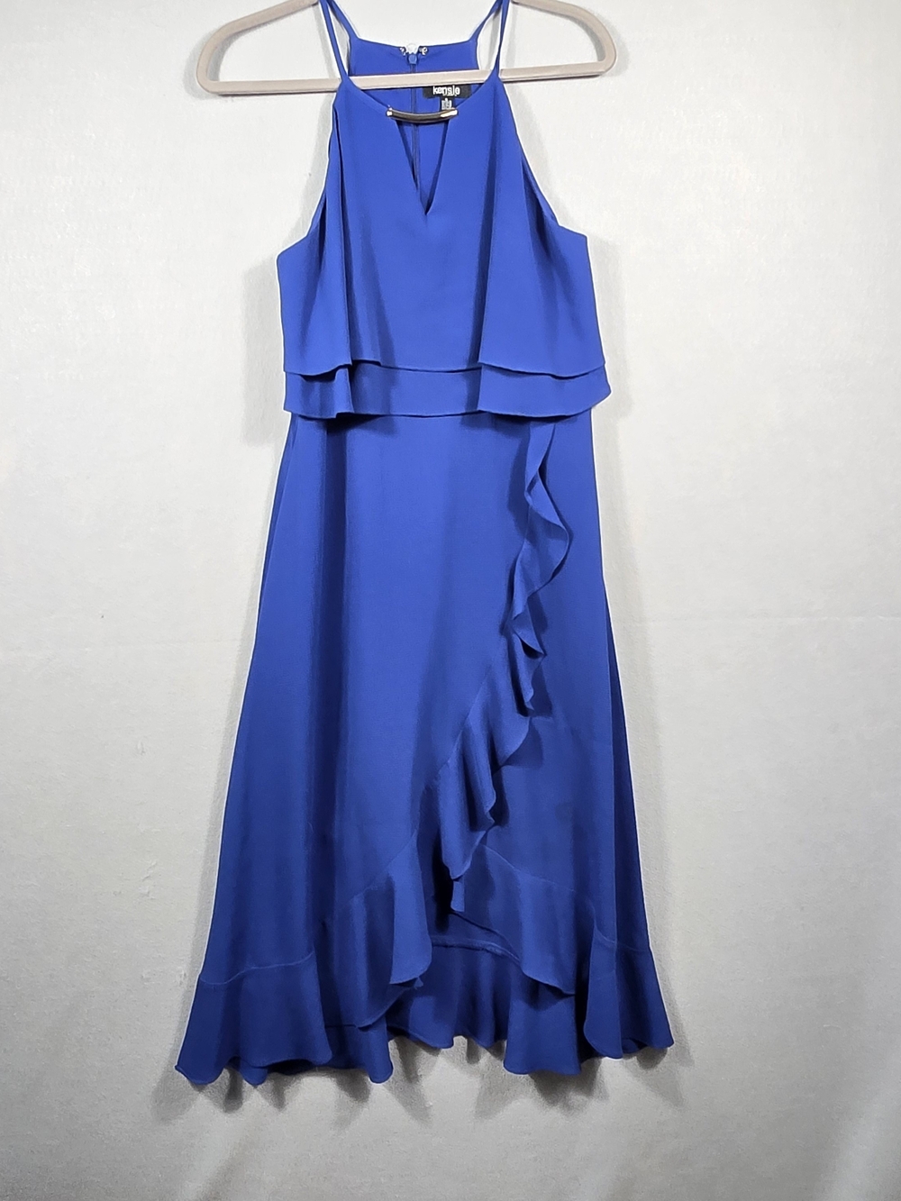 Kensie Royal Blue Ruffle Halter Cocktail Dress Size 6